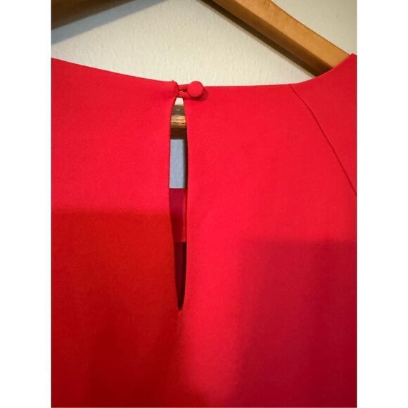 Banana Republic Size M Ruffle Puff Sleeve Mini Shift Dress Fuchsia Summer Staple - Picture 7 of 9